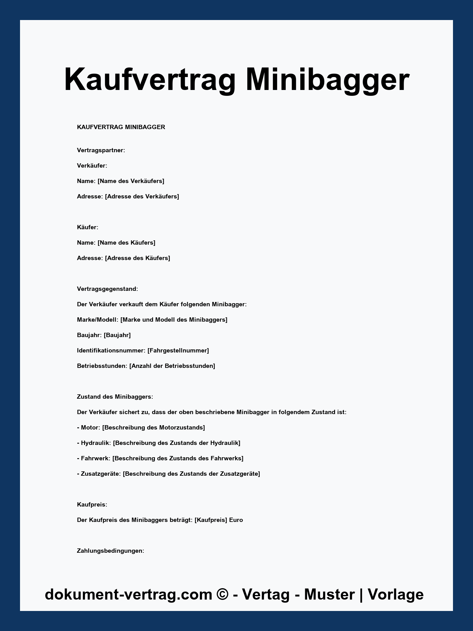 Kaufvertrag Minibagger