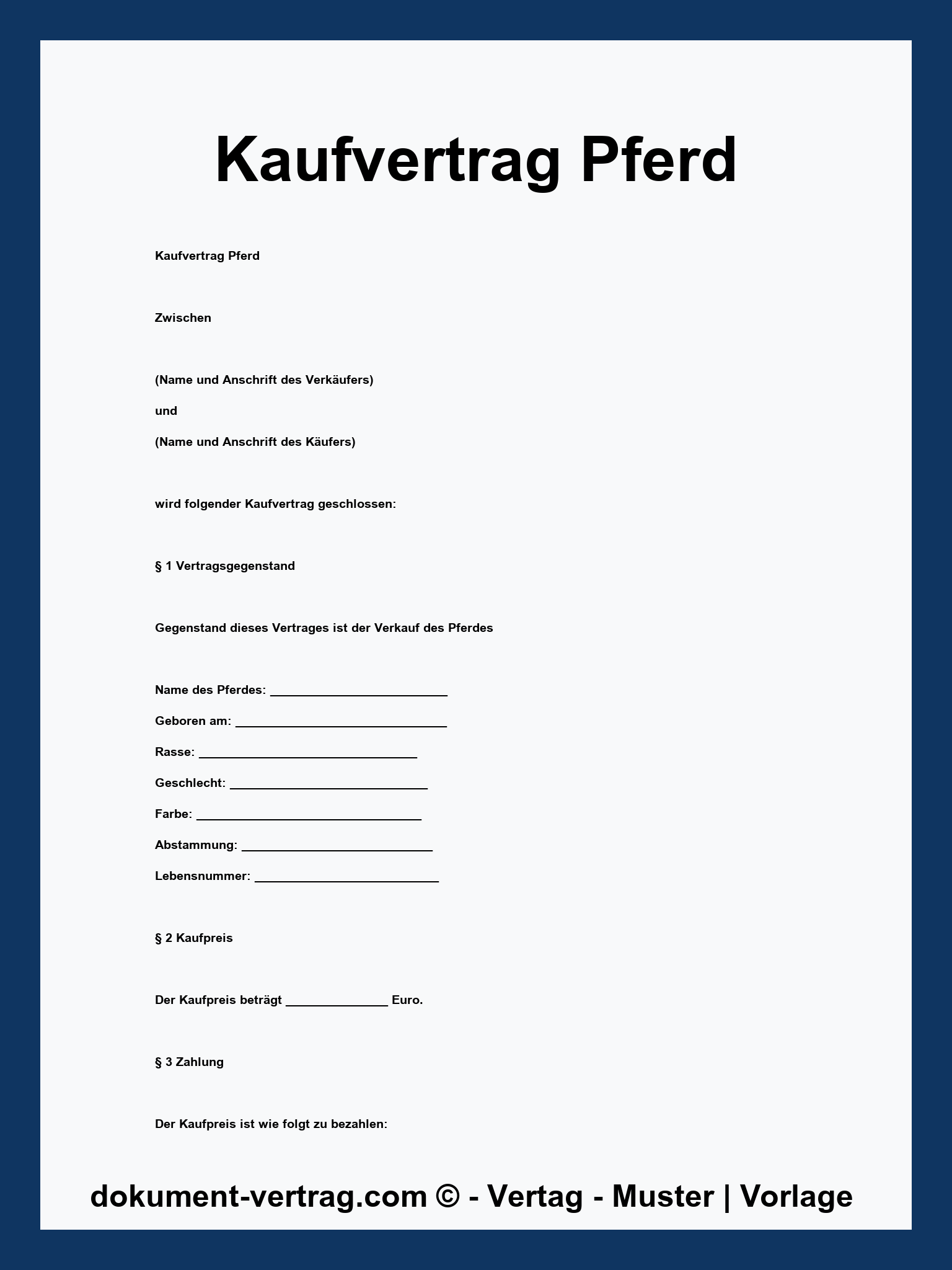 Kaufvertrag Pferd