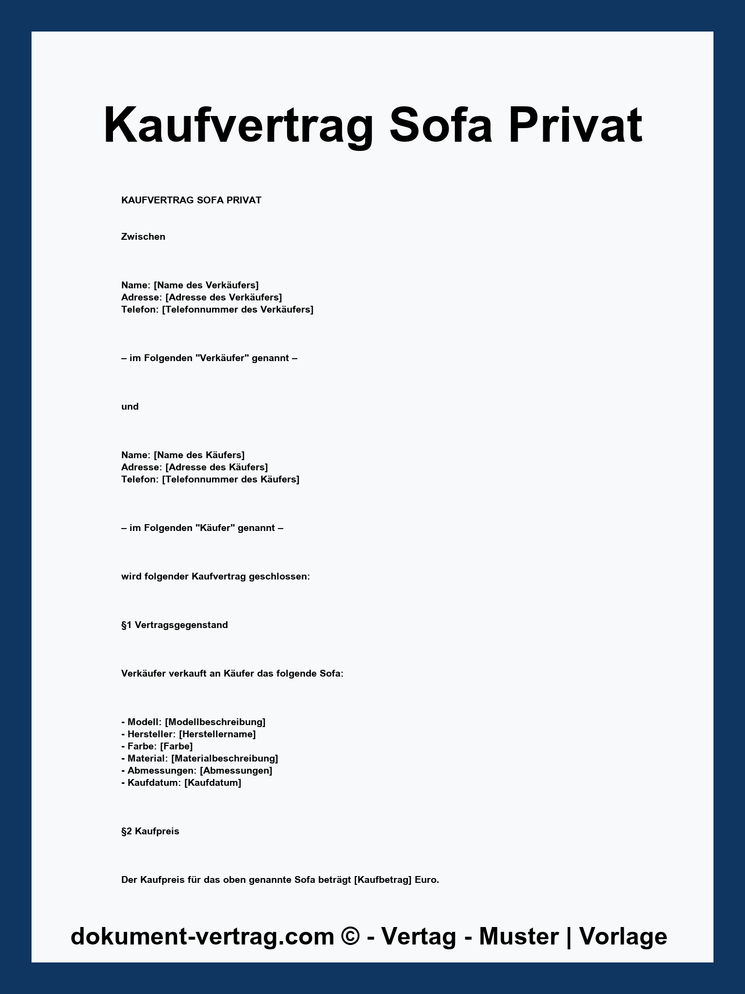 Kaufvertrag Sofa Privat