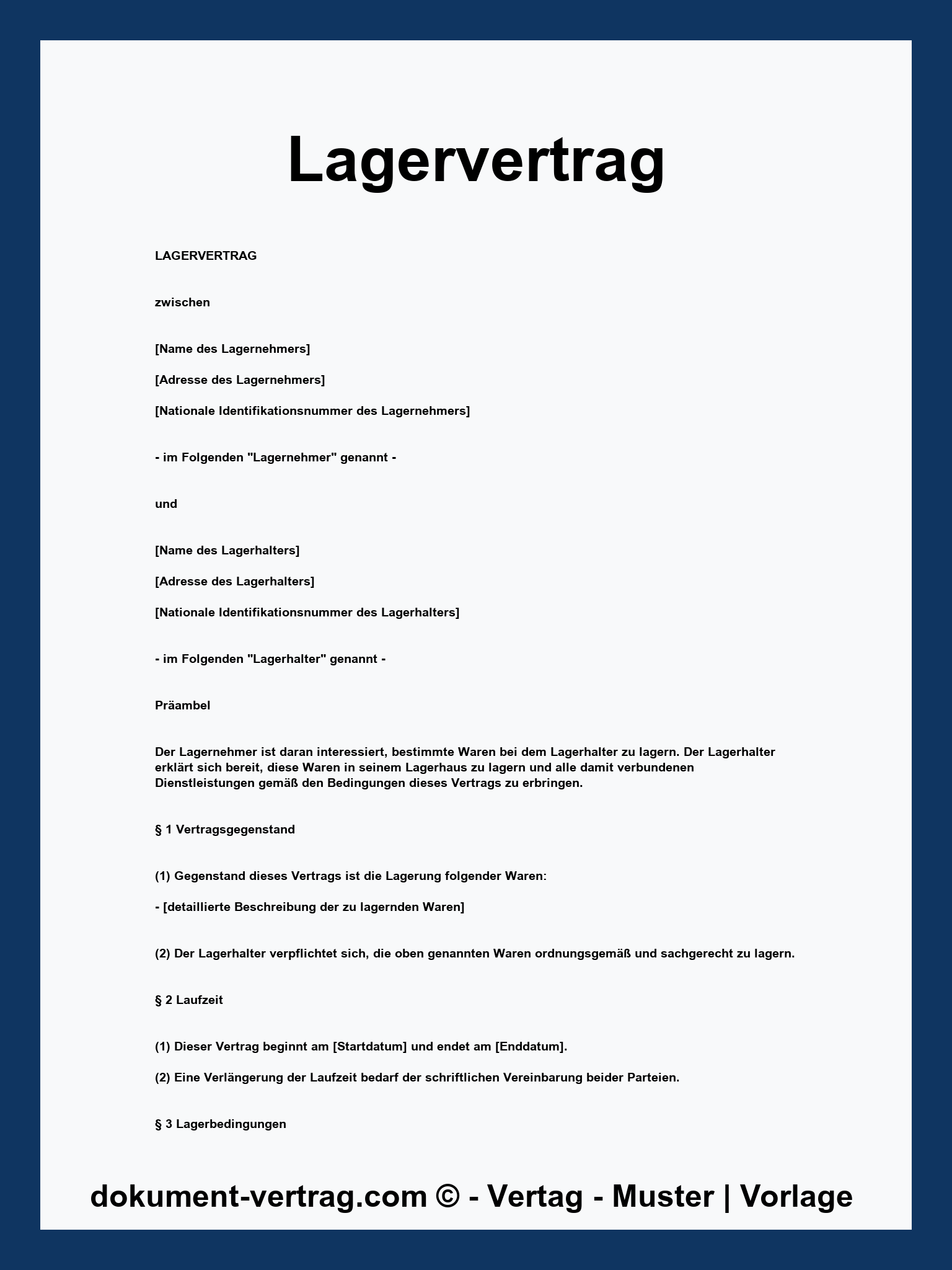 Lagervertrag Muster