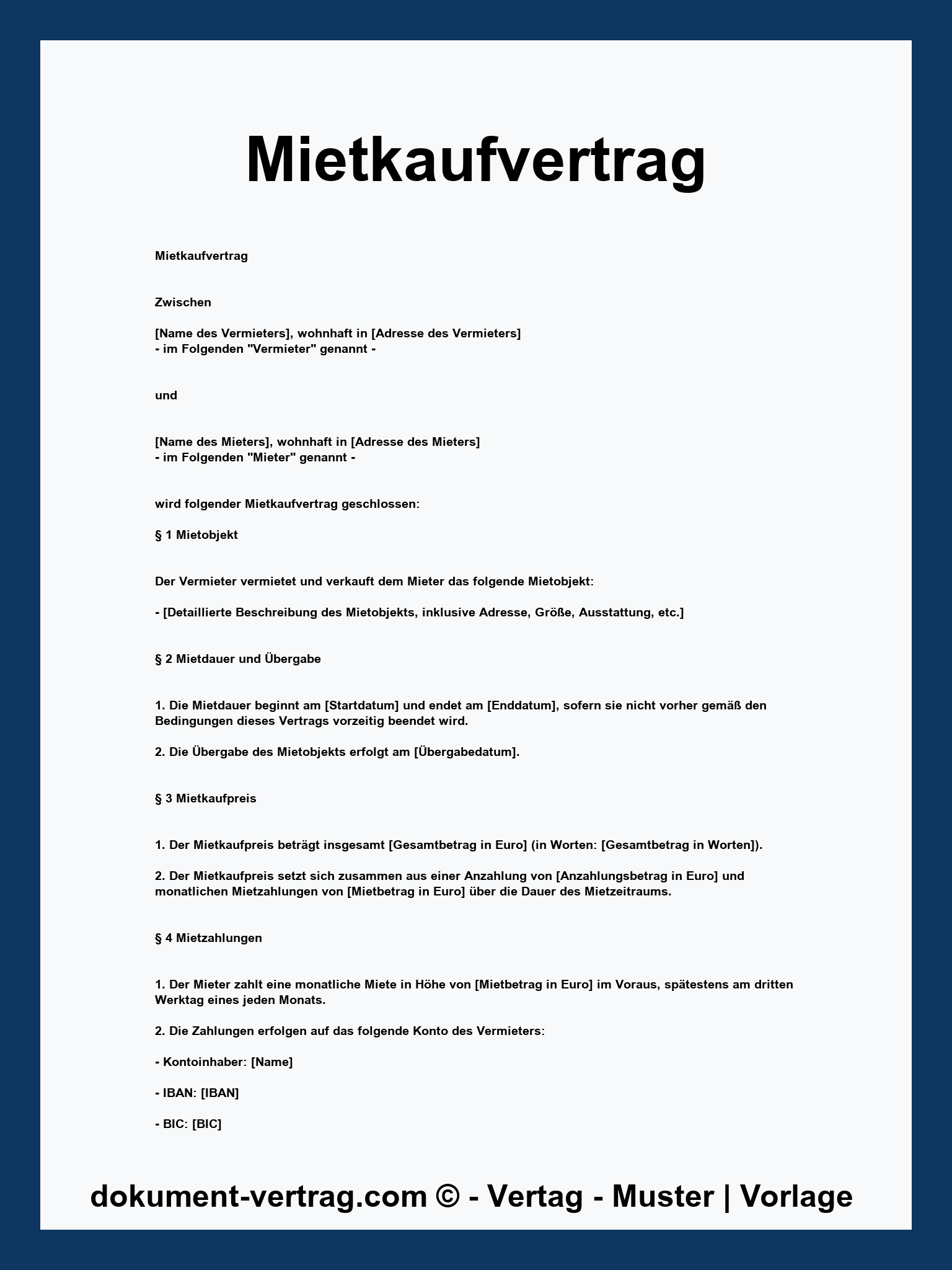 Mietkaufvertrag Vorlage - PDF