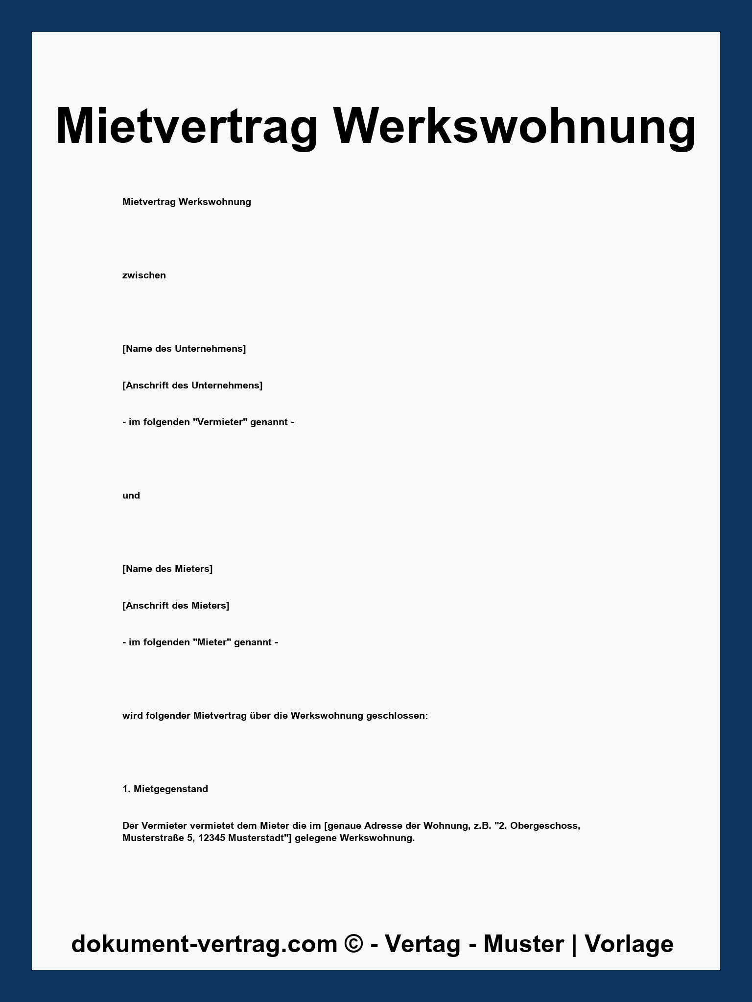 Mietvertrag Werkswohnung - PDF